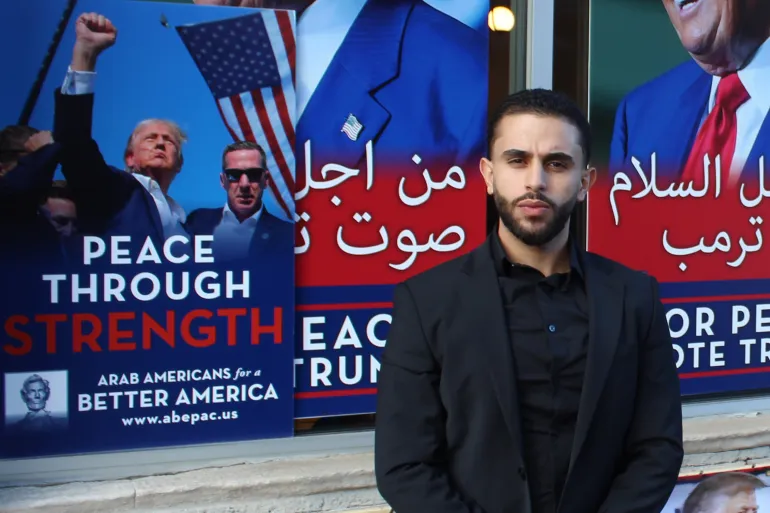 Ali Aljahmi stands outside Sheeba restaurant in Dearborn, Michigan,